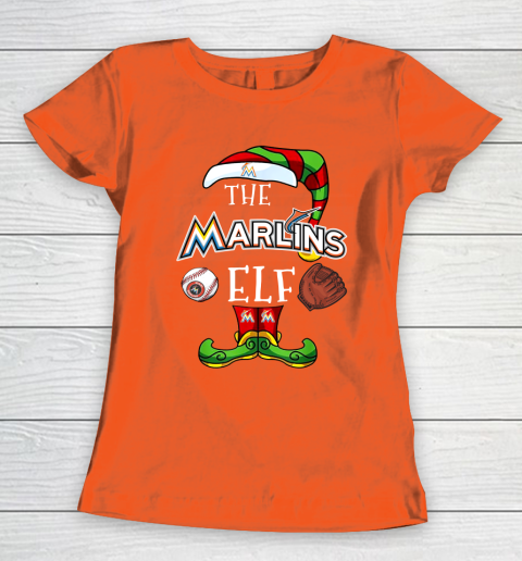 Miami Marlins Christmas ELF Funny MLB Women's T-Shirt 3