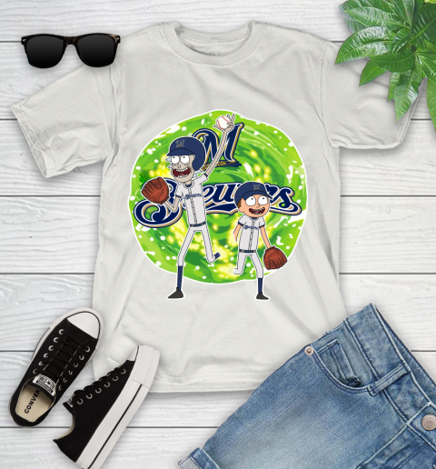 MLB Milwaukee Brewers Rick And Morty Baseball Sports Youth T-Shirt 12