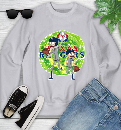 MLB Texas Rangers Rick And Morty Baseball Sports Youth Sweatshirt 4