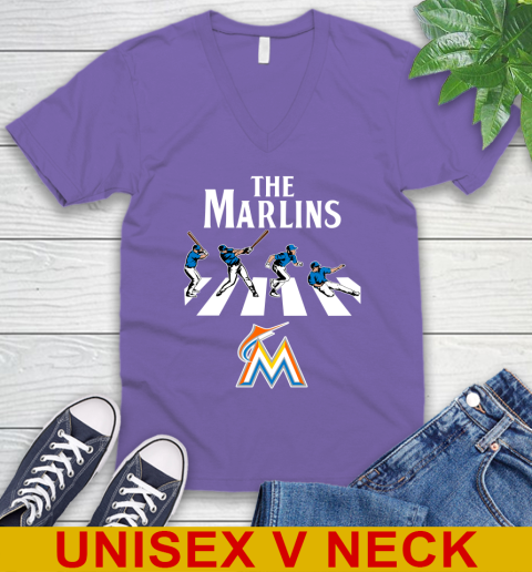 MLB Baseball Miami Marlins The Beatles Rock Band Shirt V-Neck T-Shirt 8