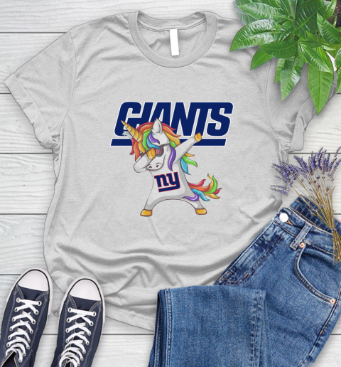 New York Giants NFL Football Funny Unicorn Dabbing Sports Women's T-Shirt