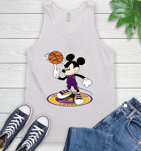 NBA Basketball Los Angeles Lakers Cheerful Mickey Disney Shirt Tank Top 2