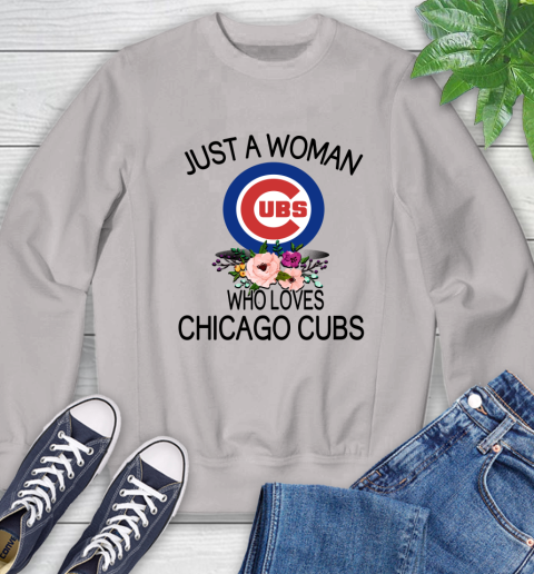 MLB Just A Woman Who Loves Chicago Cubs Baseball Sports Sweatshirt 9