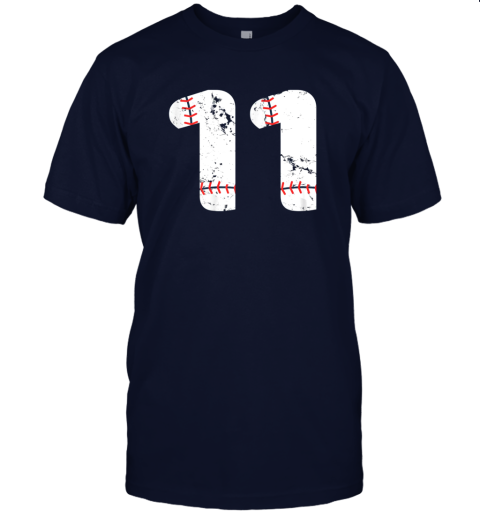 z1lc number 11 baseball vintage distressed team jersey t shirt 60 front navy