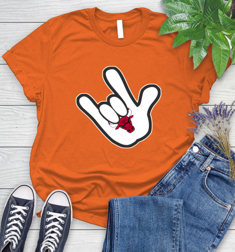 Chicago Bulls NBA Basketball Mickey Rock Hand Disney Women's T-Shirt 4