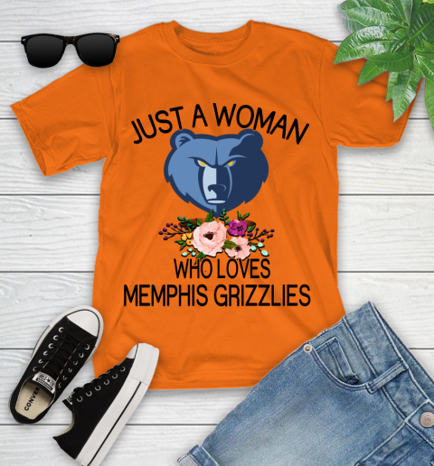 NBA Just A Woman Who Loves Memphis Grizzlies Basketball Sports Youth T-Shirt 4