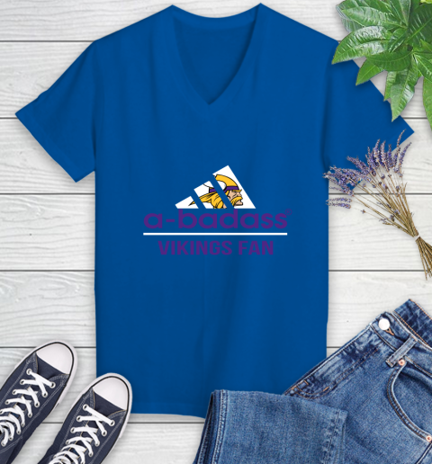 Minnesota Vikings NFL Football A Badass Adidas Adoring Fan Sports (1) Women's V-Neck T-Shirt 10