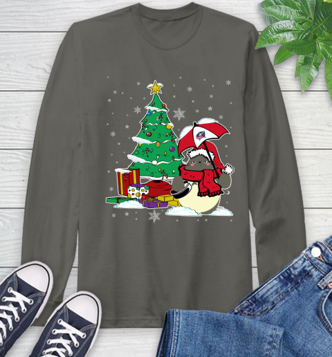 Columbus Blue Jackets NHL Hockey Cute Tonari No Totoro Christmas Sports Long Sleeve T-Shirt 9