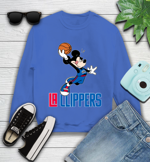 NBA Basketball LA Clippers Cheerful Mickey Mouse Shirt Youth Sweatshirt 7