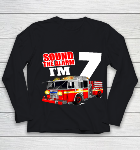 Kids Fire Truck 7th Birthday T Shirt Boy Firefighter 7 Years Old Youth Long Sleeve