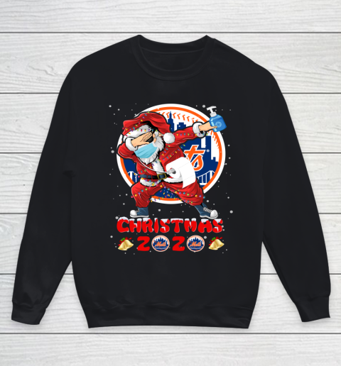 New York Mets Funny Santa Claus Dabbing Christmas 2020 MLB Youth Sweatshirt