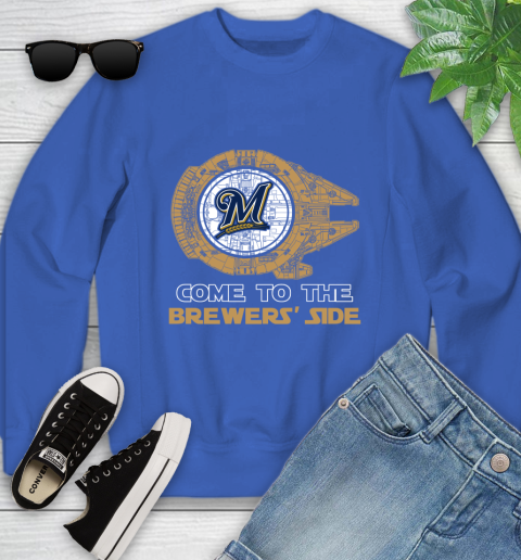 MLB Come To The Milwaukee Brewers Side Star Wars Baseball Sports Youth Sweatshirt 7