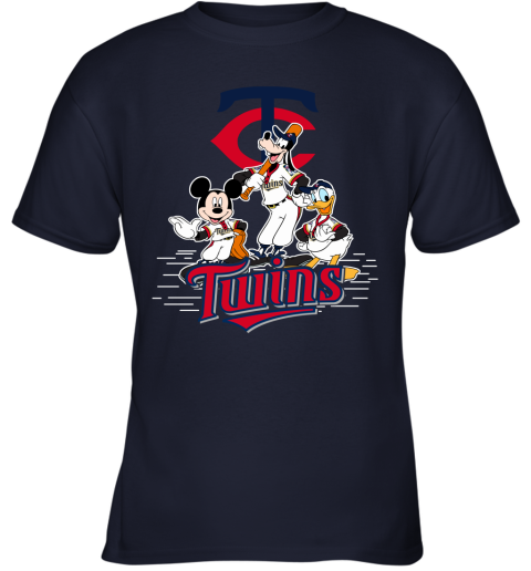 MLB Minnesota Twins Mickey Mouse Donald Duck Goofy Baseball T Shirt Youth T- Shirt