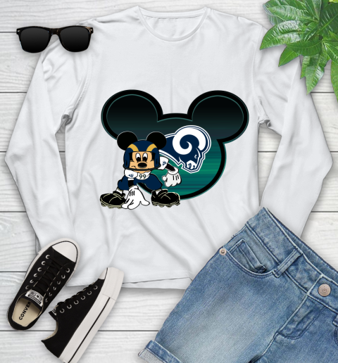 NFL Los Angeles Rams Mickey Mouse Disney Football T Shirt Youth Long Sleeve