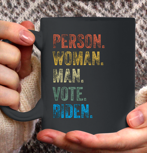 Person Woman Man Vote Biden Distressed Vintage Voting Ceramic Mug 11oz
