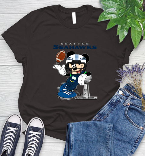 NFL Seattle Seahawks Mickey Mouse Disney Super Bowl Football T Shirt Women's T-Shirt 8