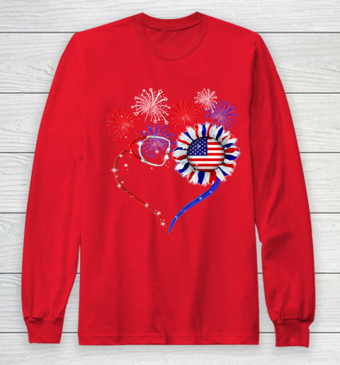 Patriotic Nurse 4th Of July American Flag Independence Day Long Sleeve T-Shirt 7
