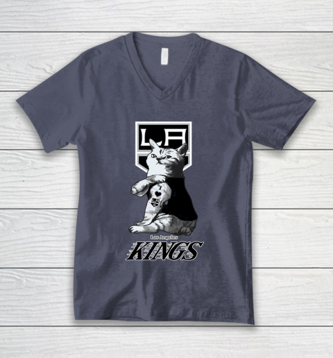 NHL My Cat Loves Los Angeles Kings Hockey V-Neck T-Shirt 7