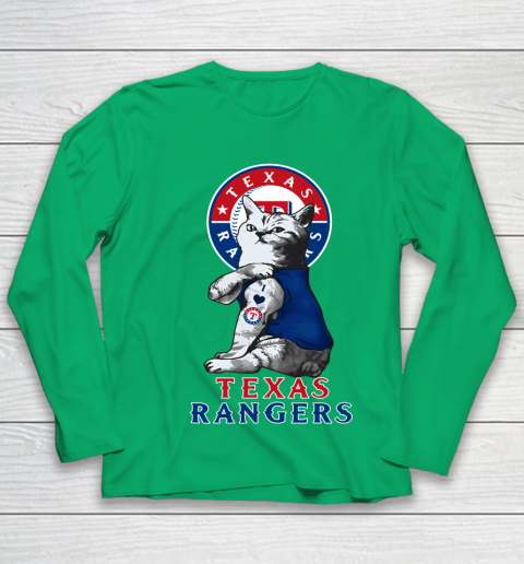 MLB Baseball My Cat Loves Texas Rangers Youth Long Sleeve 4