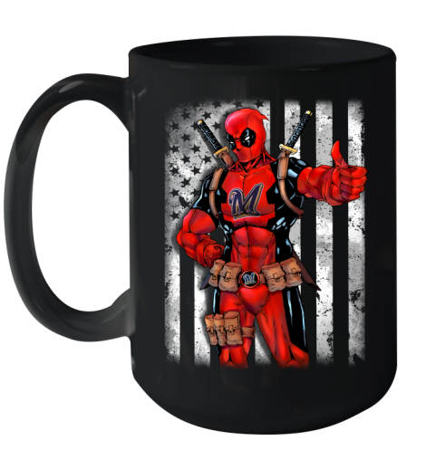 MLB Baseball Milwaukee Brewers Deadpool American Flag Shirt Ceramic Mug 15oz