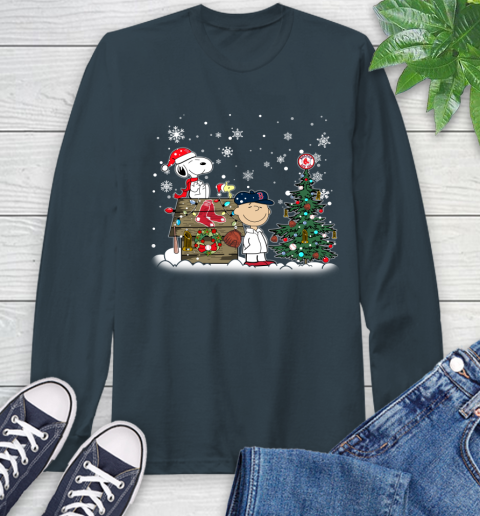 MLB Boston Red Sox Snoopy Charlie Brown Christmas Baseball Commissioner's Trophy Long Sleeve T-Shirt 9