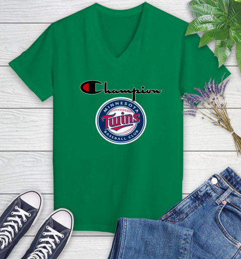 MLB Baseball Minnesota Twins Champion Shirt Women's V-Neck T-Shirt 3