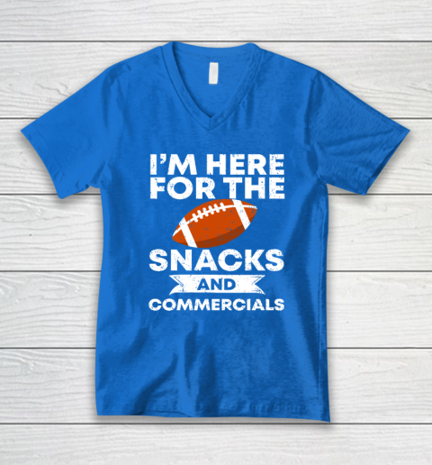 Snacks And Commercials Funny Football Bowl V-Neck T-Shirt 4