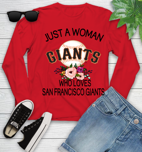 MLB Just A Woman Who Loves San Francisco Giants Baseball Sports Youth Long Sleeve 8