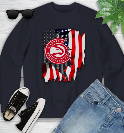 Atlanta Hawks NBA Basketball American Flag Youth Sweatshirt 2