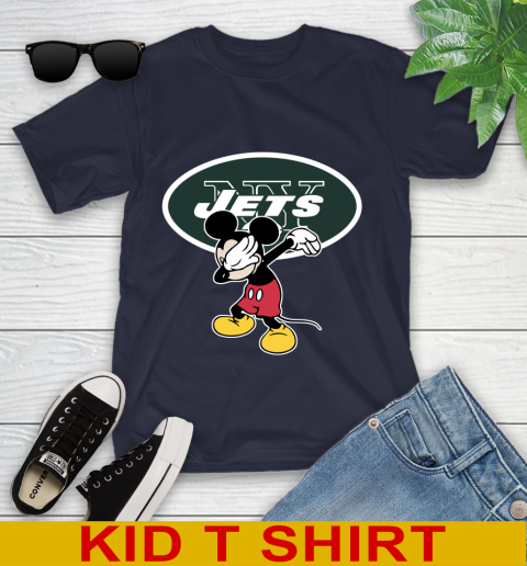 New York Jets NFL Football Dabbing Mickey Disney Sports Youth T-Shirt 3