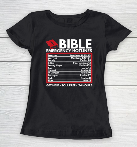 Bible Emergency Numbers  Funny Christian Bible Women's T-Shirt