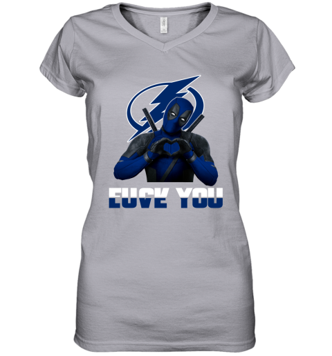 NHL Tampa Bay Lightning Deadpool Love You Fuck You Hockey Sports 7nIjqXruDDC women v neck t shirt 39 95 151514 front sport grey