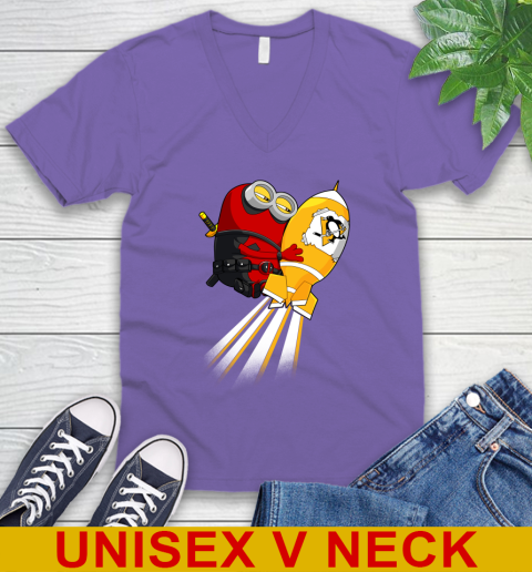 NHL Hockey Pittsburgh Penguins Deadpool Minion Marvel Shirt V-Neck T-Shirt 8