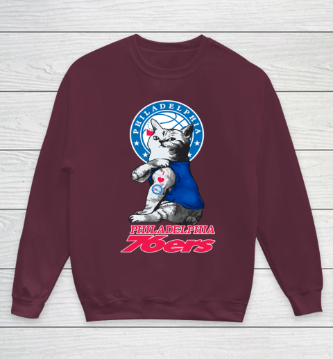 NBA Basketball My Cat Loves Philadelphia 76ers Youth Sweatshirt 4