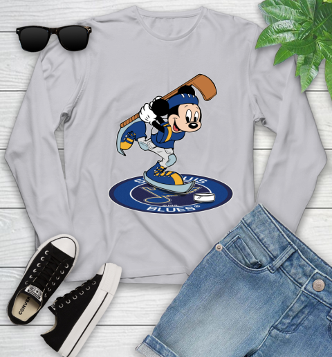 NHL Hockey St.Louis Blues Cheerful Mickey Disney Shirt Youth Long Sleeve 5