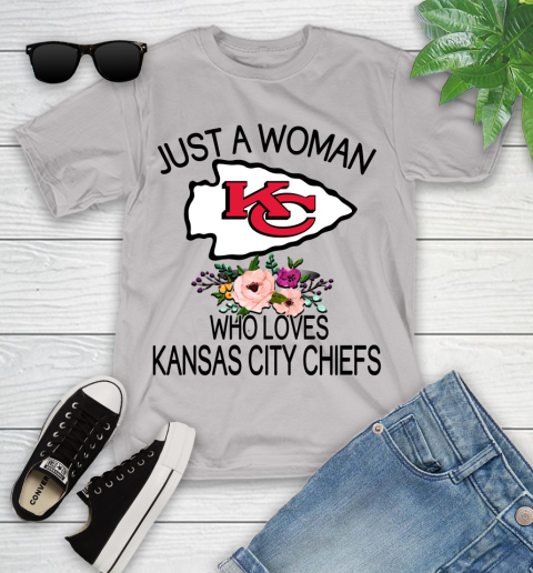 NFL Just A Woman Who Loves Kansas City Chiefs Football Sports Youth T-Shirt 10