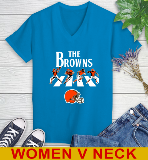 NFL Football Cleveland Browns The Beatles Rock Band Shirt Women's V-Neck T-Shirt 7