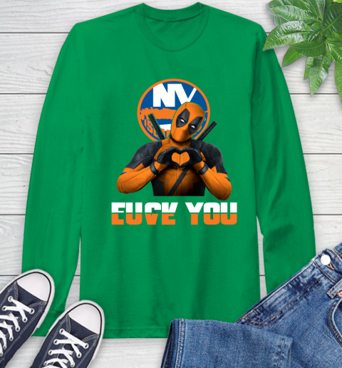 NHL New York Islanders Deadpool Love You Fuck You Hockey Sports Long Sleeve T-Shirt 8