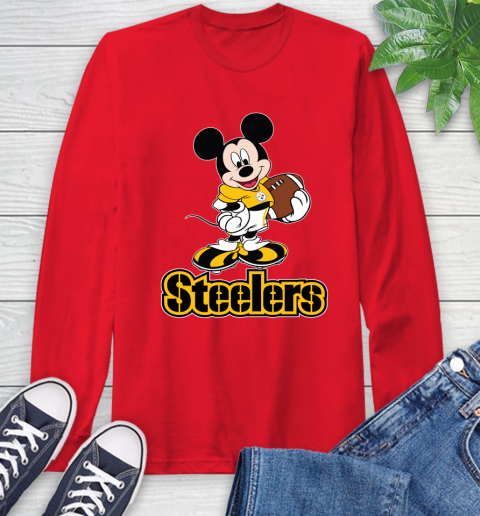 NFL Football Pittsburgh Steelers Cheerful Mickey Mouse Shirt Long Sleeve T-Shirt 11
