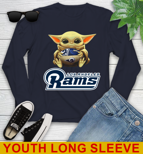 NFL Football Los Angeles Rams Baby Yoda Star Wars Shirt Youth Long Sleeve 4 NFL Football Los Angeles Rams Baby Yoda Star Wars Shirt Youth Long Sleeve - Image 4