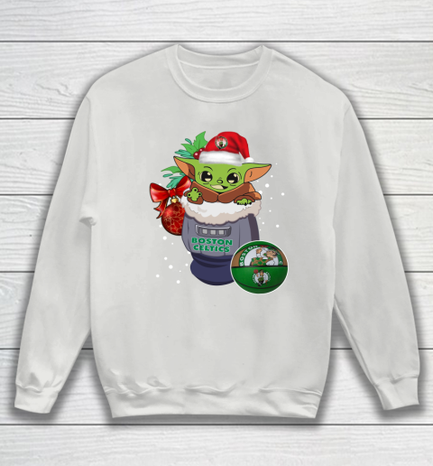 Boston Celtics Christmas Baby Yoda Star Wars Funny Happy NBA Sweatshirt 5