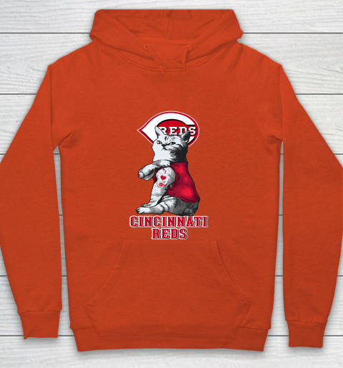 MLB Baseball My Cat Loves Cincinnati Reds Youth Hoodie 3