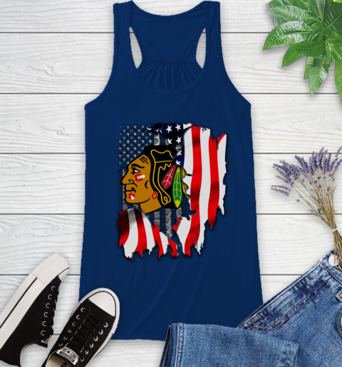 Chicago Blackhawks NHL Hockey American Flag Racerback Tank 8