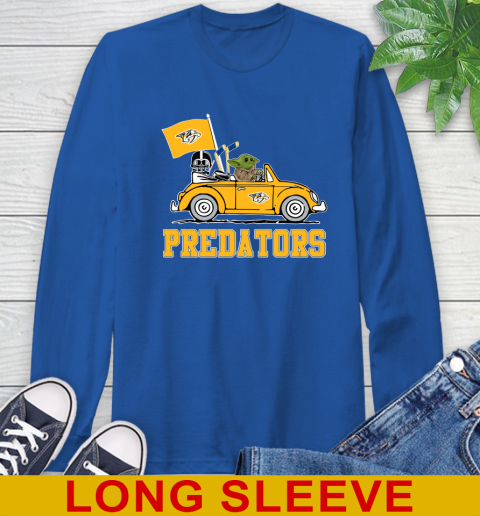 NHL Hockey Nashville Predators Darth Vader Baby Yoda Driving Star Wars Shirt Long Sleeve T-Shirt 9