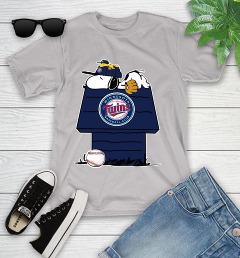 MLB Minnesota Twins Snoopy Woodstock The Peanuts Movie Baseball T Shirt Youth T-Shirt 12