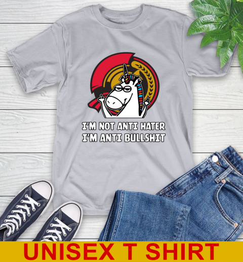 Ottawa Senators NHL Hockey Unicorn I'm Not Anti Hater I'm Anti Bullshit T-Shirt 6