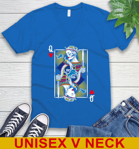 NFL Football Detroit Lions The Queen Of Hearts Card Shirt V-Neck T-Shirt 5