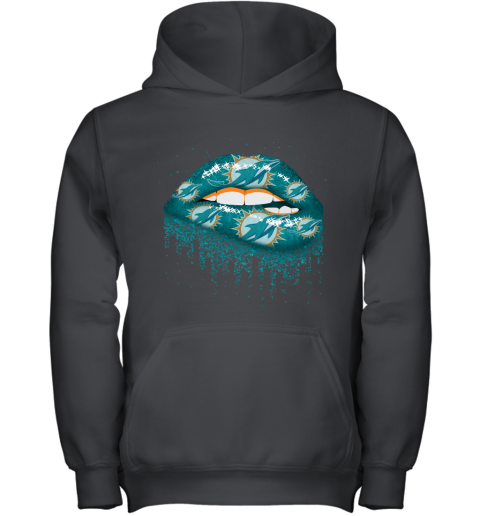 Biting Glossy Lips Sexy Miami Dolphins NFL Football Youth Hoodie