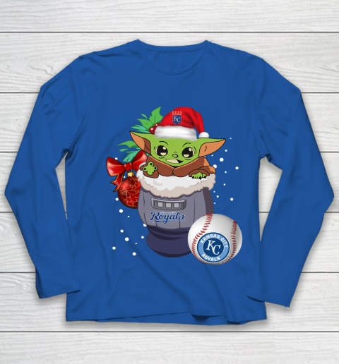 Kansas City Royals Christmas Baby Yoda Star Wars Funny Happy MLB Youth Long Sleeve 9