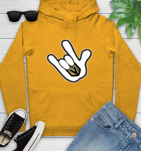 Vegas Golden Knights NHL Hockey Mickey Rock Hand Disney Youth Hoodie 3